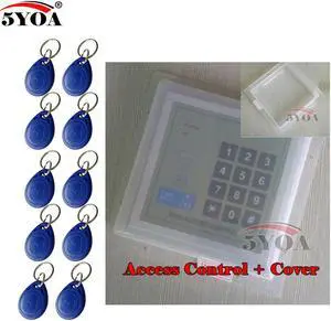 RFID Access Control System Device Machine Security Proximity Entry Door Lock Quality(AC and Cover 10Keys)