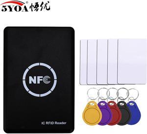 NFC Smart Card Reader Writer RFID Copier Duplicator 13.56MHz USB Programmer Key fobs Card IC UID S50 MF ISO14443A Tag(with 5 Keys 5 Cards)