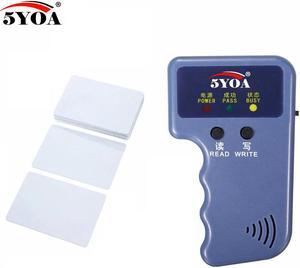 Handheld 125KHz EM4100 RFID Copier Writer Duplicator Programmer Reader + EM4305 T5577 Rewritable ID Keyfobs Tags Card(10Cards)