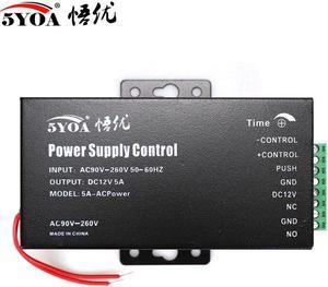 DC 12V Door Access Control system Switch Power Supply 3A 5A AC 110~240V for RFID Fingerprint Access Control Machine Device(12V5A Black Power)