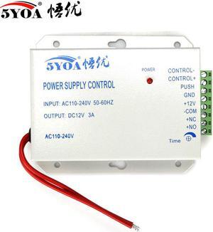 DC 12V Door Access Control system Switch Power Supply 3A 5A AC 110~240V for RFID Fingerprint Access Control Machine Device(12V3A White Power)