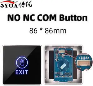 Door Exit Push Button Release Switch Opener NO COM NC LED light For Door Access Control System Entry Open Touch(S-TB01)