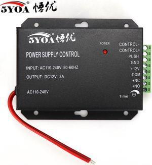 DC 12V Door Access Control system Switch Power Supply 3A 5A AC 110~240V for RFID Fingerprint Access Control Machine Device(12V3A Black Power)
