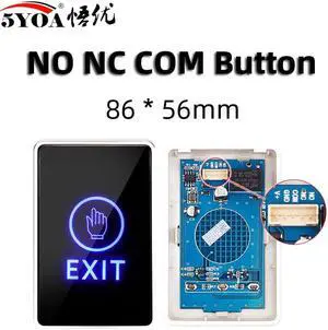 Door Exit Push Button Release Switch Opener NO COM NC LED light For Door Access Control System Entry Open Touch(R-TB01)