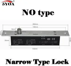 Narrow Door Electric Bolt Mortise Lock for Door Lock Access Control DC 12V Stainless Steel Fail Safe Secure NC NO Electronic(Black NO)
