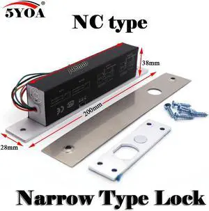 Narrow Door Electric Bolt Mortise Lock for Door Lock Access Control DC 12V Stainless Steel Fail Safe Secure NC NO Electronic(Black NC)