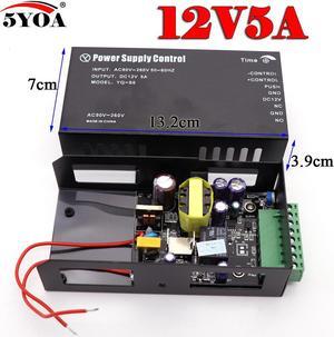 Access Control Power Supply 12V 5A High End Door RFID Fingerprint Supplier Adapter Covertor System Machine DC AC 100~260V(12V5A Black Power)