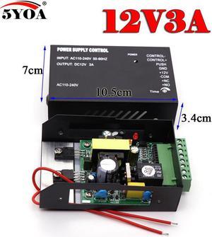 Access Control Power Supply 12V 5A High End Door RFID Fingerprint Supplier Adapter Covertor System Machine DC AC 100~260V(12V3A Black Power)