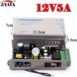 Access Control Power Supply 12V 5A High End Door RFID Fingerprint Supplier Adapter Covertor System Machine DC AC 100~260V(12V5A White Power)