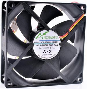 DS09225B12M 9cm 9025 92x92x25mm 12V 0.35A 3 lines 3pin double ball large air volume cooling fan