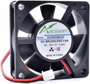 ANCHAOPU ACP6020M12S 6cm 60mm 60x60x20mm 6020 12V 0.20A charger power supply 2 line cooling fan