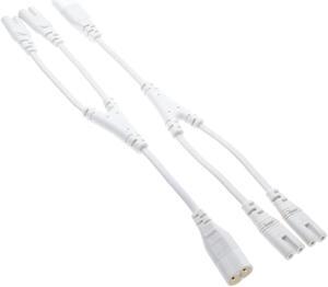 IEC320 C8 to 2X C7 Y Split AC Power Cord, IEC Figure 8 Male to 2 Female 1 in 2 Out AC Power Cable, Length=32CM Color:White
