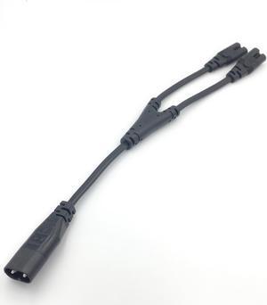 IEC320 C8 to 2X C7 Y Split AC Power Cord, IEC Figure 8 Male to 2 Female 1 in 2 Out AC Power Cable, Length=32CM Color:Black