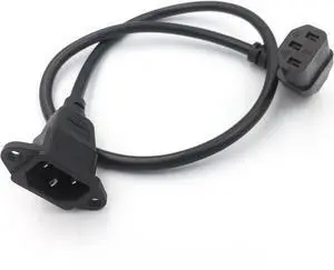 IEC320 C14 to C13 Extension cord C14 with screw holes and C13 Angled 60cm lenght H05VV-F 3G (Up Angel)
(0.3M)