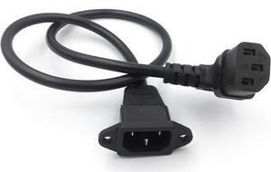 IEC320 C14 to C13 Extension cord C14 with screw holes and C13 Angled 60cm lenght H05VV-F 3G (Down Angel) (0.6M)