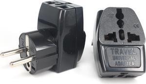Universal Portable Universal Plug to French  German EU Plug Adapter Power Socket Travel Converter Switzerland ColorWDS9Black
