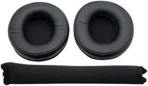 Earphone Accessories for ATH-WS660BT Headphone Ear Pads Replacement Cushion Repair Parts Mesh PU Leather Earmuff(One set Black (PU))