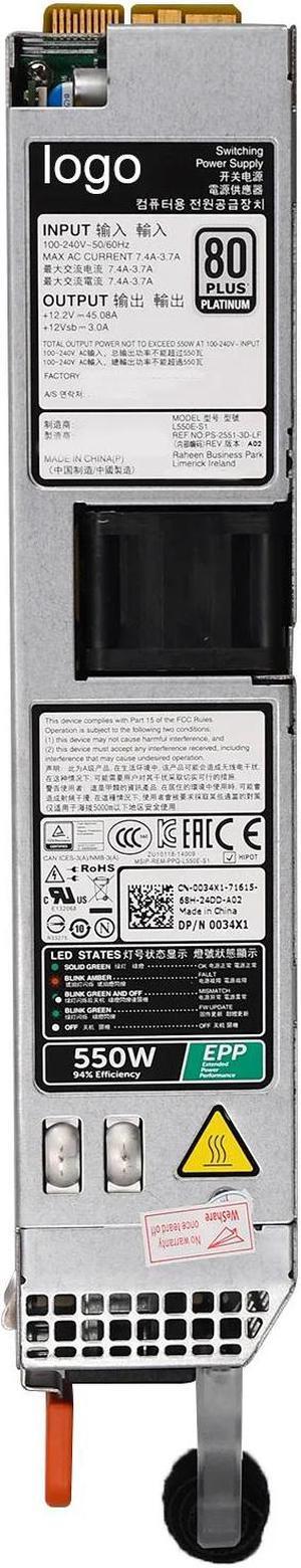 for D-ell R430 R330 DSS1500 550W Power Supply L550E-S1 D550E-S1 X185V Psu