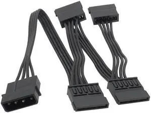 60CM 1 4Pin IDE to 4 15Pin SATA Power Supply Splitter Cable Male to Female Cord for DIY PC Sever Hard Disk Drive HDD SSD(1 IDE to 4SATA)