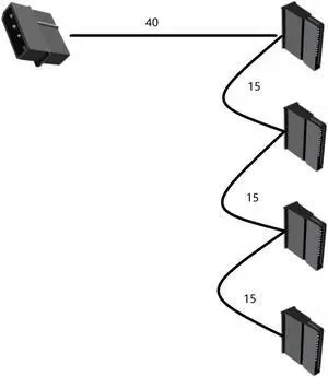 4P to SATA silver-plated cable/HDD SSD multiple hard drives with one for multiple/power supply cable/straight interface / 1 to 3 Color:Black
