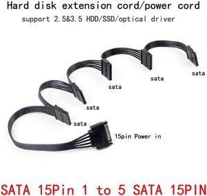 4pin SATA 1 to 5 15Pin Hard Drive Power Supply Splitter Cable Cord for DIY PC Sever 4-pin to 15-pin Power(SATA to 5 SATA)