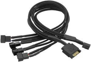 Computer Fan PWM Temperature Control SATA Line One Point Six SATA To 4pin Line One Drag Six Hub Packet Network Production(1 to 4ways)
(black)