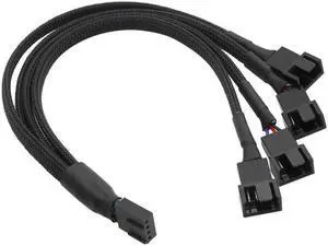 PWM Fan Splitter 4pin Adapter Cable 1 to 4 Computer CPU Cooler Fan Splitter PC Chassis Fan Extension Power Cable(Small 4Pin 1 to 4)(27cm)