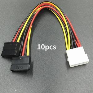 10pcs Serial ATA SATA 4 Pin IDE Molex to 2 of 15 Pin HDD Power Adapter Cable Hot Worldwide Promotion