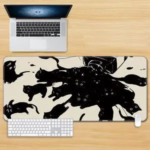 Kawaii Anime Cat Mouse Pad Xxl Desk Mat Mousepad Large Gaming Mouse Pad Computer Non-Slip Base Desk Mat for Office&Home 80X30CM