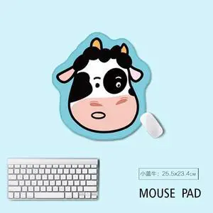Lovely Animal Mouse Pad Kawaii Bear Large Mouse Pad Big Computer Gaming Mouse Pad Non-slip Natural Rubber Gaming Mouse Pad(Small Cow)