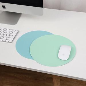 Round Mouse Pad Single-sided Solid Color Universal Non-slip Pad Mouse Pad Suitable for Laptop Office Leather Gaming Mouse Pad(25x25cm)(Green and blue)