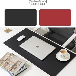 Double-side Portable Large Mouse Pad Gamer Waterproof PU Leather Suede Desk Mat Computer Mousepad Keyboard Table Cover(25x21cm)(Black Red)