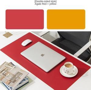 Double-side Portable Large Mouse Pad Gamer Waterproof PU Leather Suede Desk Mat Computer Mousepad Keyboard Table Cover(70x35cm)(Red Yellow)