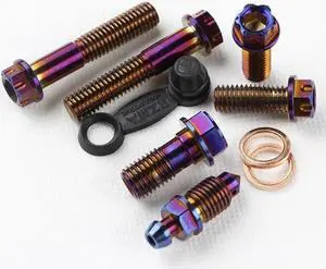 1 Set Motorcycle Crab Brake Caliper Replacement Fixing Screws Banjo Bolts(blue 1 set)