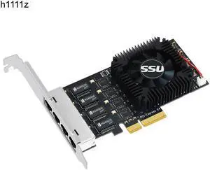 2.5Gb Ethernet PCIE 4 Port Network Card Adapter 2.5Gbps PCI Express X4 RTL8125B Chip RJ45 2500Mbps LAN Card with Cooling Fan