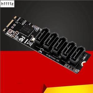 M.2 to SATA Adapter SATA Port Multiplier M.2 to 5 Ports SATA3 6Gb SSD Adapter SATAIII Cable Support UEFI PCIe Gen3x2 JMB585 Chip
