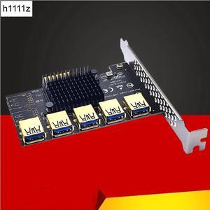 PCIE 1 to 5 Riser Adapter PCIE X1 to USB 3.0 Multiplier PCI Express Riser Card For Graphic Card Bitcoin Miner Mining Add On Card