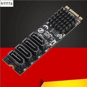 RAID Card M.2 to 4Port SATA3.0 6Gbps SSD HDD Adapter RAID Controller M+B Key 2280mm Size PCIe2.0 Marvell 9236 Chip for UEFI BIOS