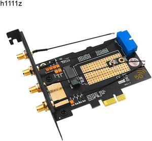 M.2 Wifi Module to PCIE X1 / USB 3.0 Expansion Card 4 Antennas NANO SIM Slot NGFF B Key for 30x42/52 3G 4G 5G M2 Wireless Module