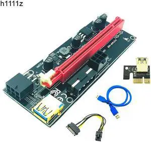 PCI-E pcie Riser 009 Express 1X 4x 8x 16x Extender PCI E USB Riser 009S GPU Dual 6Pin Adapter Card SATA 15pin for BTC Miner