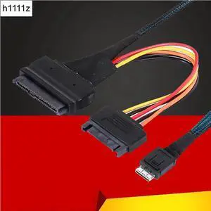 MiniSAS Oculink 4.0 SFF-8611 4i 42Pin to SFF-8639 U.2 Cable 8611 to 8639 with SATA Power Supply Support 2.5" NVMe SSD for Mining