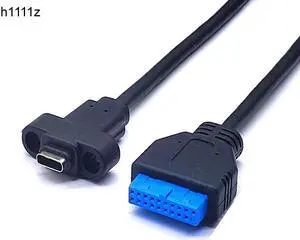 Connectors USB3.0 20/19Pin to Type-C Single Port USB 3.1 Type C USB-C Female to USB 3.0 Motherboard 19pin Header Cable 50cm