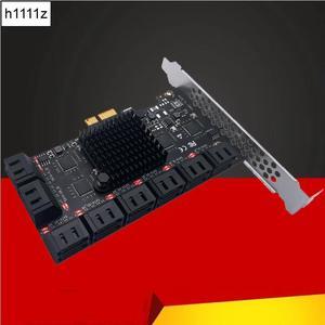 Chi a Mining Riser PCIE SATA PCI-E Adapter 16 Port SATA Controller PCI Express X1 to SATA3.0 6Gbps Interface Rate Expansion Card