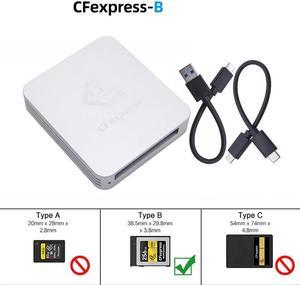 CFexpress Card Reader USB3.1 Gen 2 Type C 10Gbps CFE-B / CFE-A Card Memory Card Storage Adapter for PC Laptop Computer Phone(03-CFB 2 Cable)