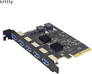 PCIE USB Expansion Card 5 Ports USB3.1 PCI Express X4 Add On Cards PCI-E USB HUB Adapter USB3.2 Gen2 10Gbps for Desktop Computer