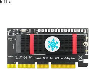 NVMe PCIe M.2 NGFF SSD to PCI Express X4 X8 X16 Adapter Riser PCIe to M2 Add On Cards Black Heatsink Marquee LED for Chia Mining