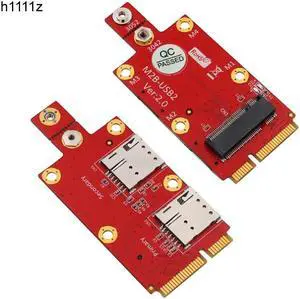 M2 to Mini PCIE Converter Riser with Dual NANO SIM Card Slot M.2 Key B to Mini PCI-E Adapter Supports 3G/4G/5G Module for PC