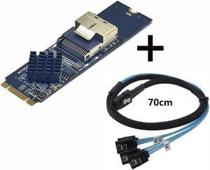 M.2 NVME to Mini SAS SFF-8087 Expansion Card Support 4 Port SATA3.0 6Gbps HDD SSD SATA Controller SFF8087 to M2 NVME Adapter(Card with Cable)