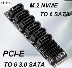 NVME to SATA Expansion Card M.2 to SATA Adapter M2 Connector Internal SSD SATA 3 Port Multiplier NGFF M Key to SATA3 Controller