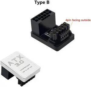 PCIe5.0 Graphics Card ATX3.0 Power Adapter 12VHPWR 12+4 16Pin 600W Power Supply Adapter Male To Female 180 Degree Turn Connector(Sliver TYPE B)